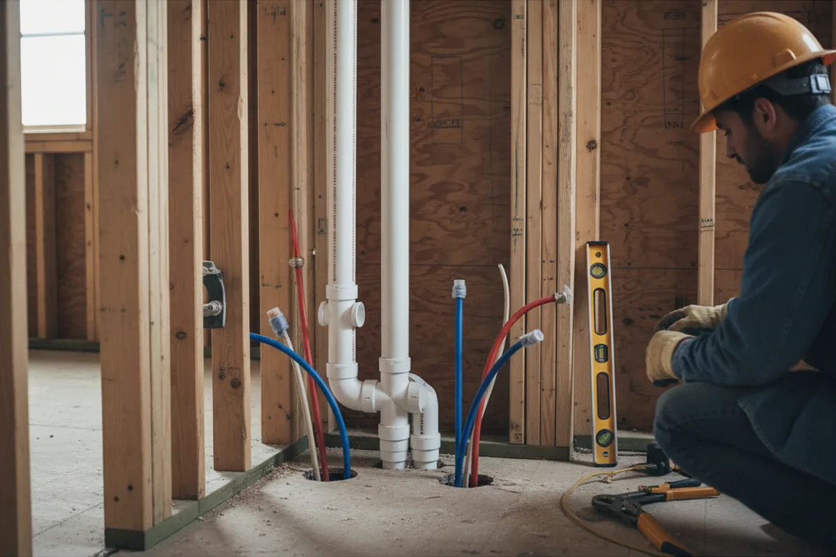 Drain and supply rough-in during Leak Detection in Grand Saline