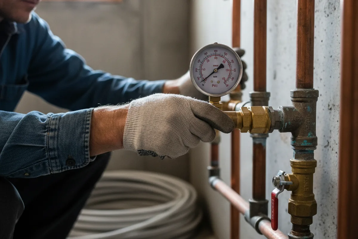 Pressure testing a repaired line during Water Line Repair in Grand Saline